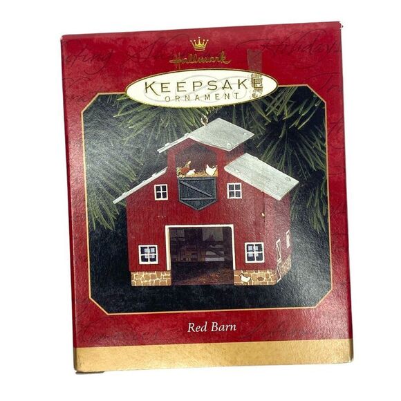 1999 Red Barn Pressed Tin Hallmark Keepsake Ornament - Picture 1 of 6